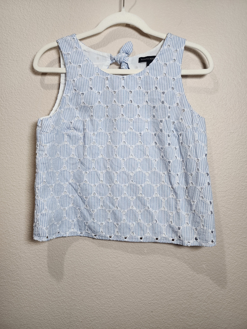 Banana Republic Light Blue Eyelet Tie-Back Camisole